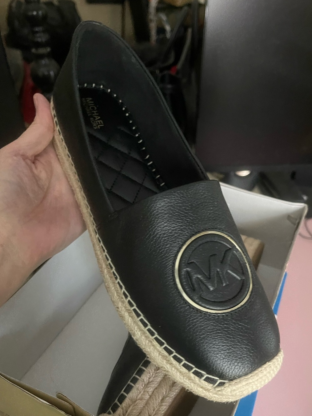 BNWT Michael Kors Women’s Black MK Logo Espadrille Loafer